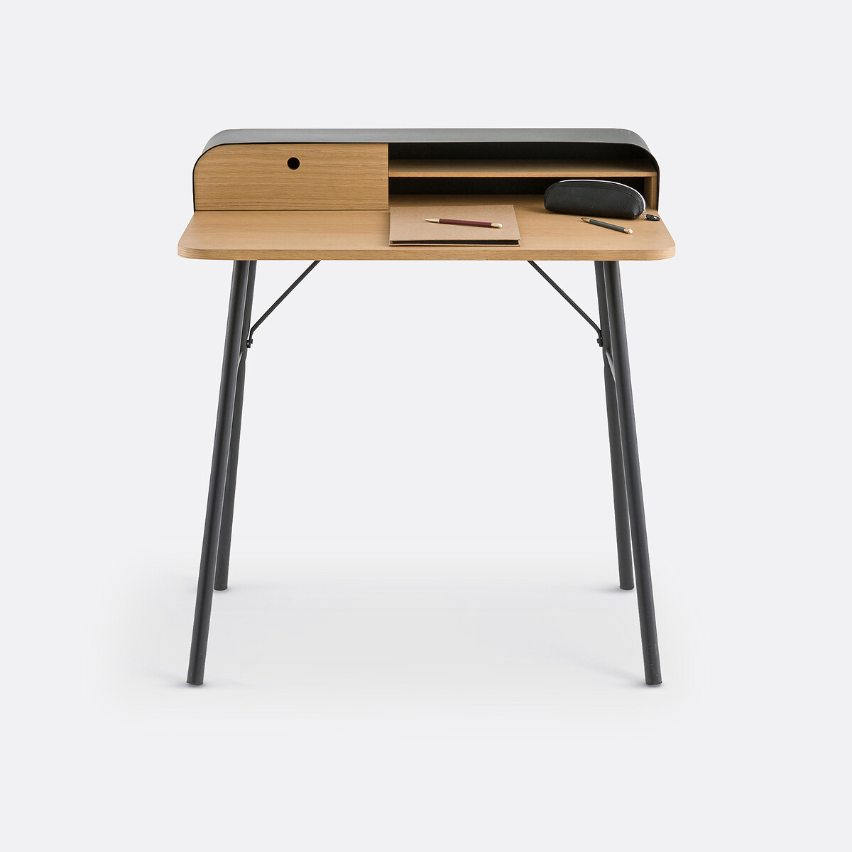 LA REDOUTE INTERIEURS<br>Mesa Jimi de metal e folheado de carvalho