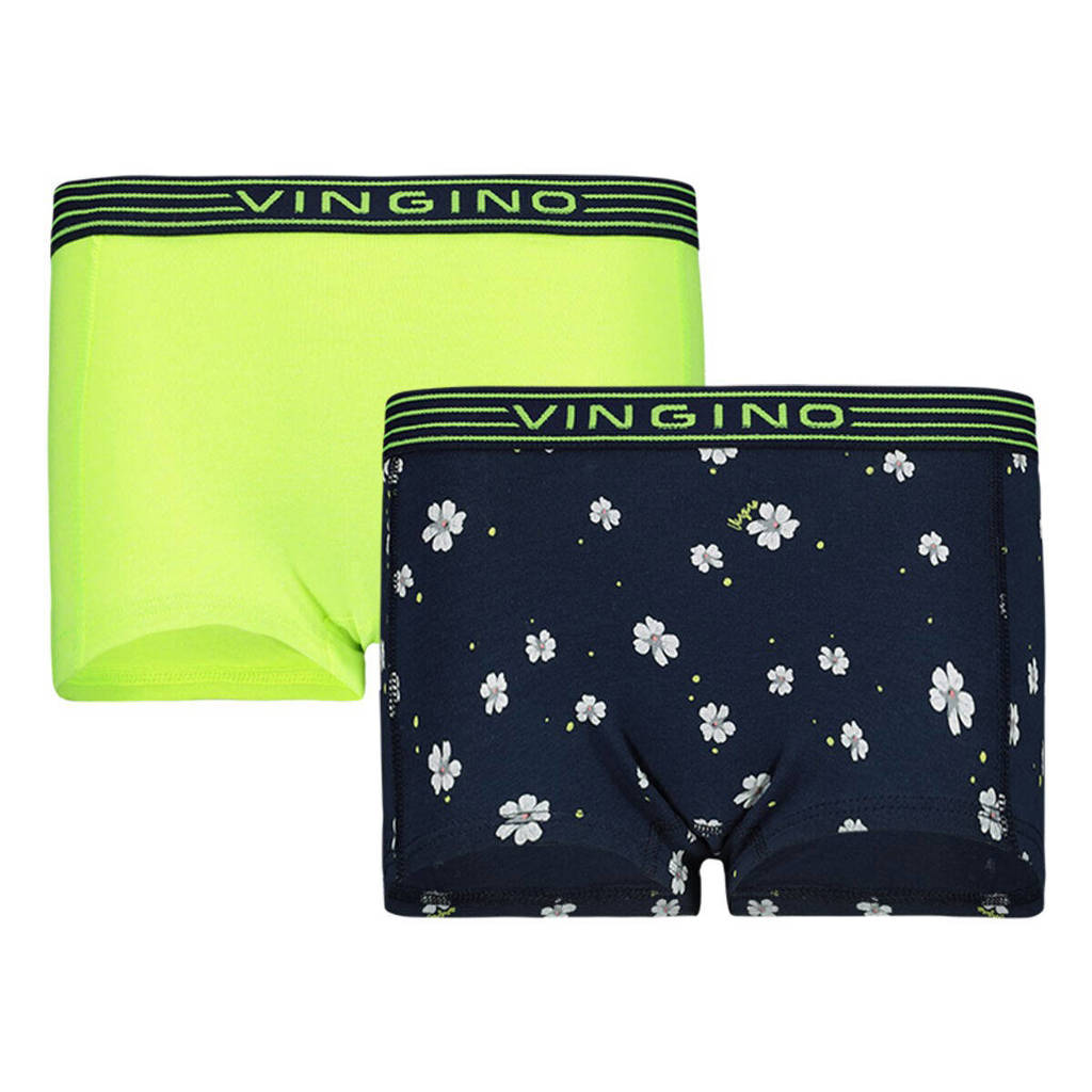 short - set van 2 donkerblauw/neon geel
