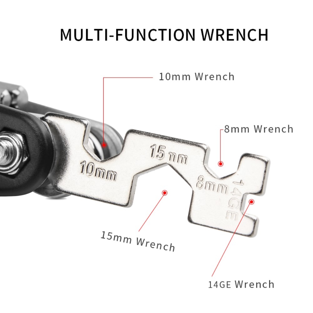 16in1 Velo Fahrrad Werkzeug Kit Multitool Reparaturset Schraubendreher - Schwarz / Silber