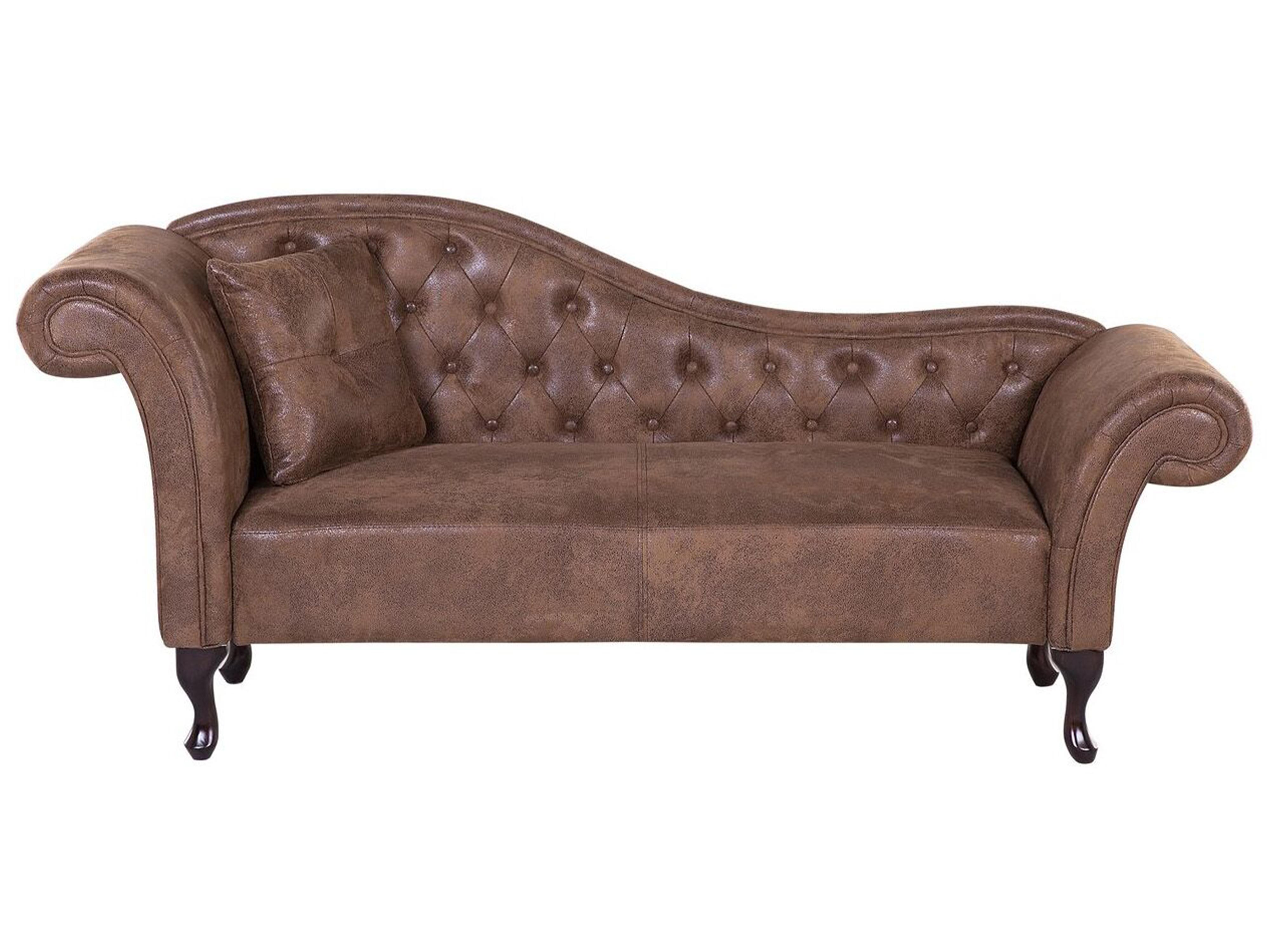 Linkszijdige chaise longue LATTES Kunstsuède Lichtbruin