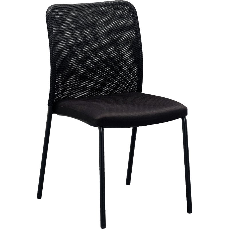 Chaise visiteur reconditionnée - assise tissu et dossier maille - noir