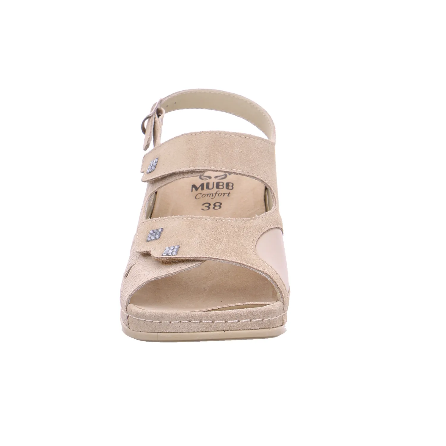 MUBB Comfort-Sandalette Beige Leder  mit Wechselfussbett