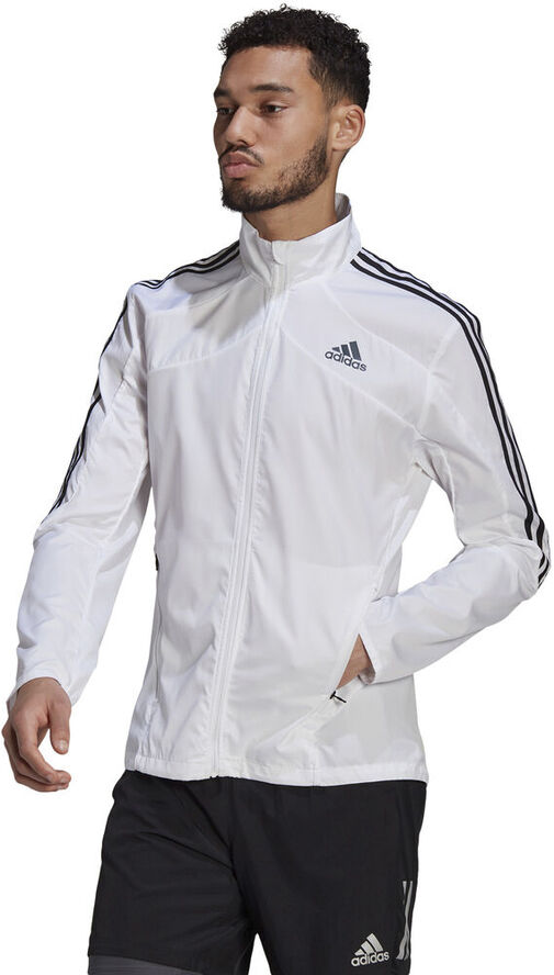 adidas Marathon 3-Stripes løbejakke Hvid