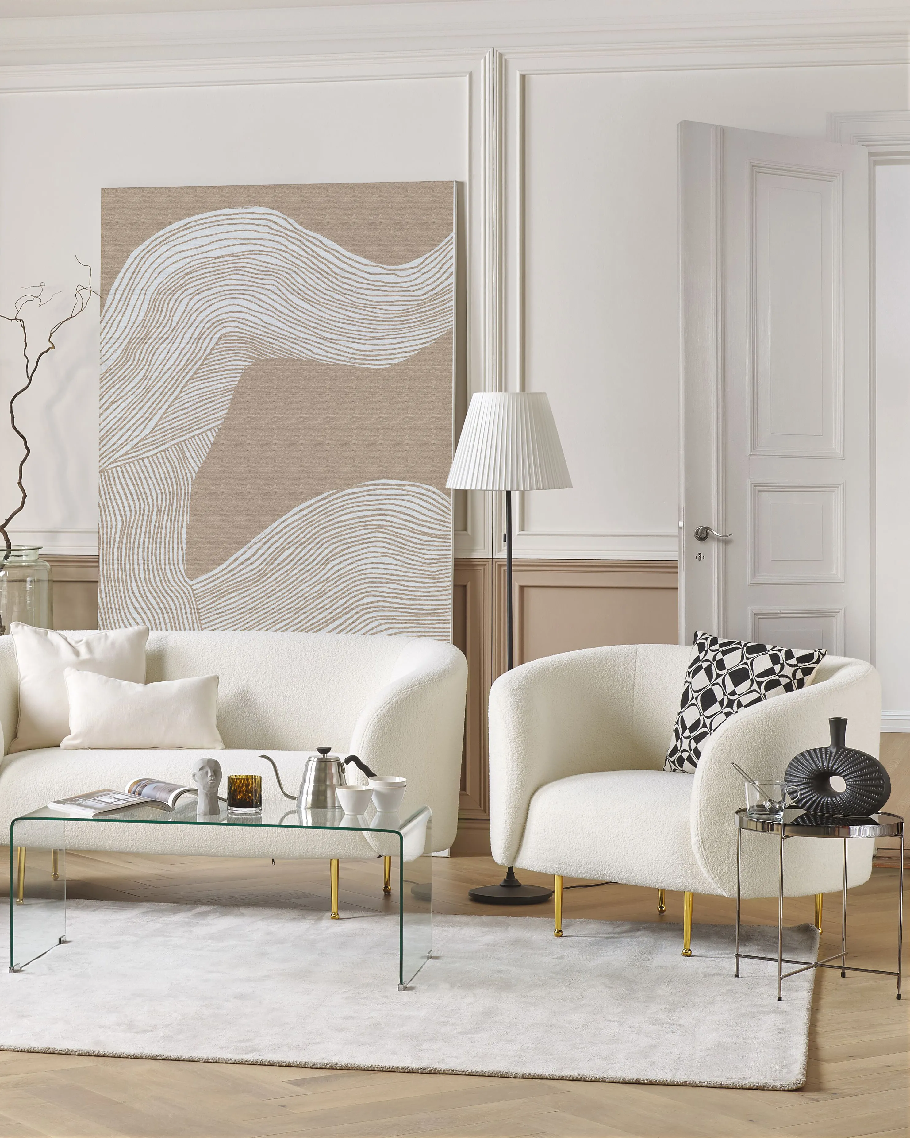 Fauteuil LOEN Bouclé Wit