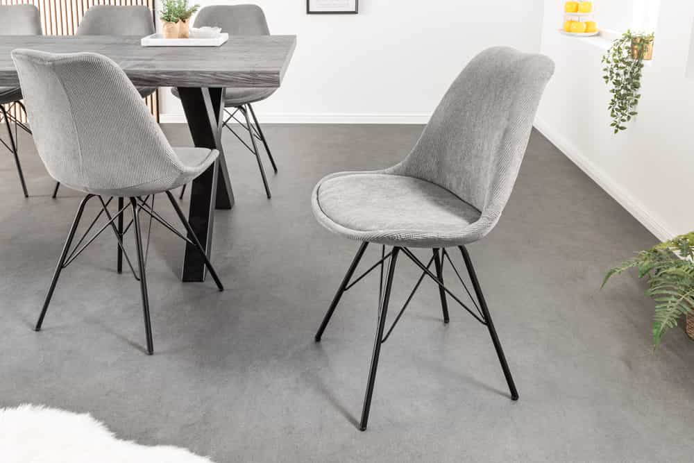 Design Stuhl SCANDINAVIA MEISTERSTÜCK grau Cord schwarz Metall-Gestell