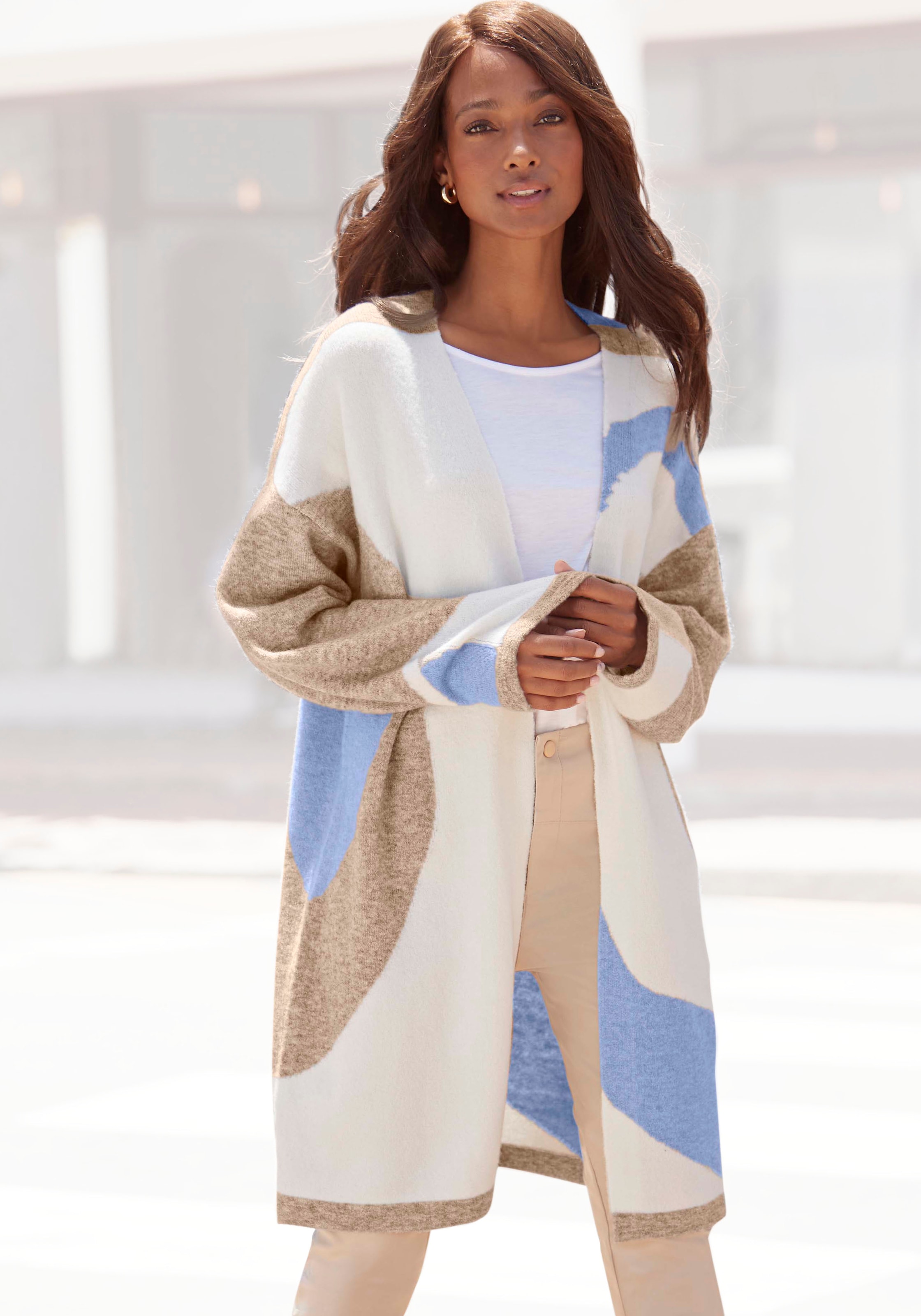 LASCANA Longstrickjacke , mit Muster, weicher Cardigan, bequeme Passform