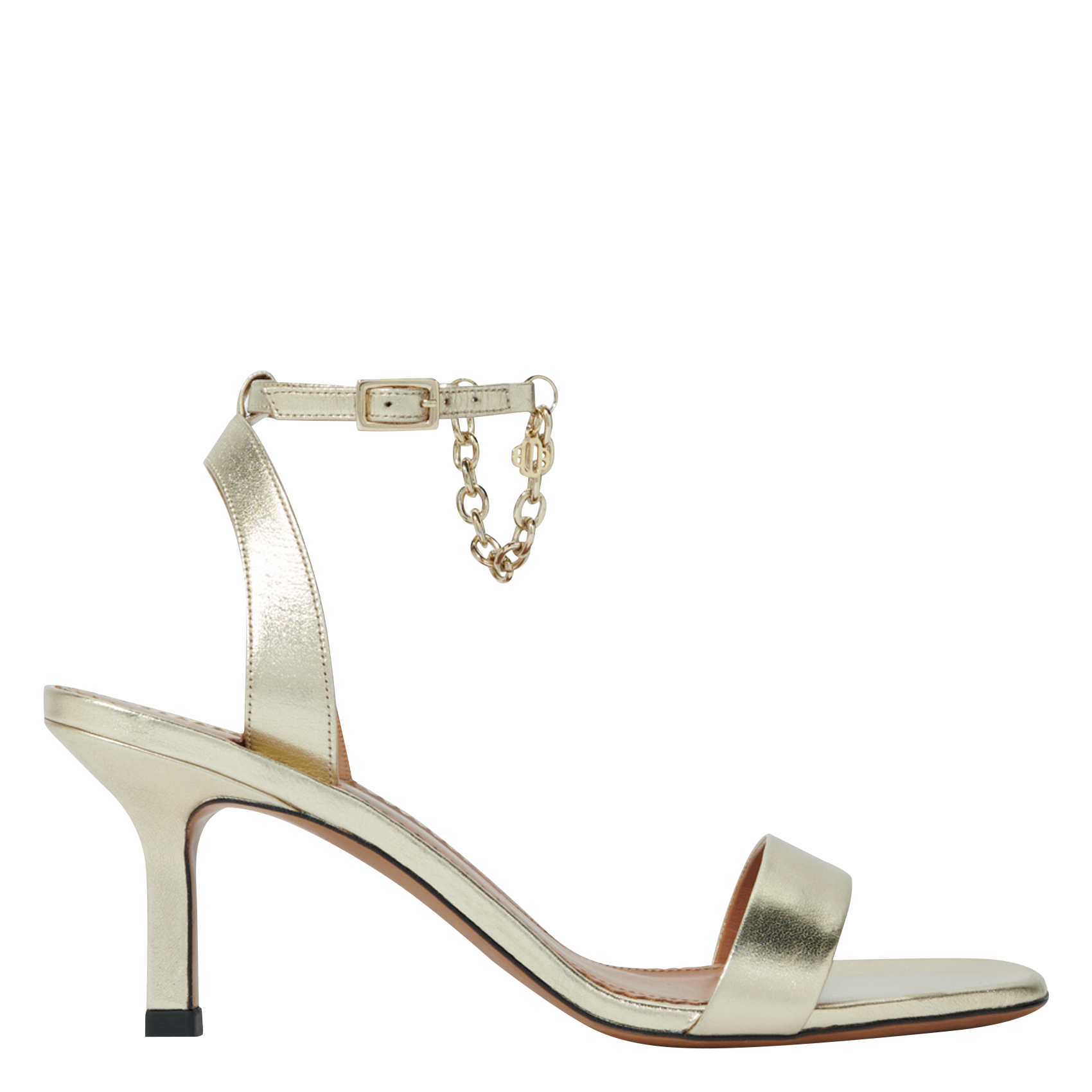 Sandales à talon en cuir | Doré