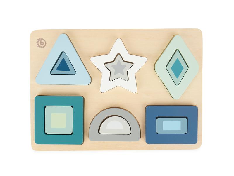bieco Holzpuzzle Formen Geometrisches Baby Holzpuzzle