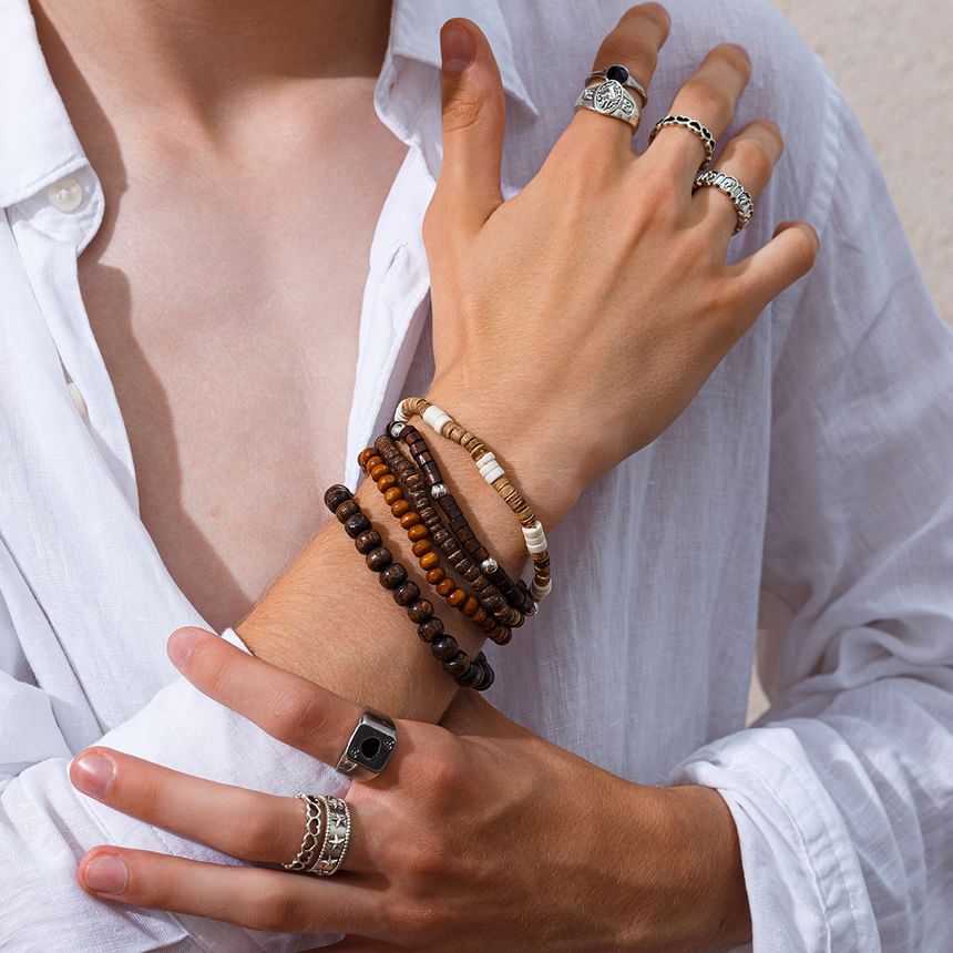 Gretlyn - Gelaagde houten kralenarmband