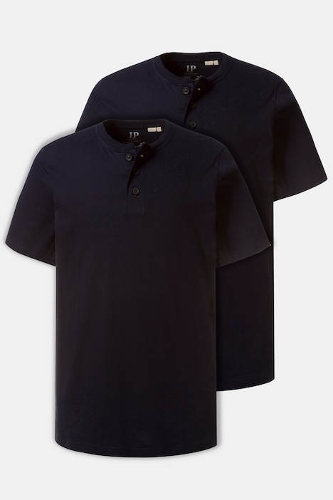 Henleys, Basic, 2er-Pack, Rundhals, Knopfleiste, bis 8 XL
