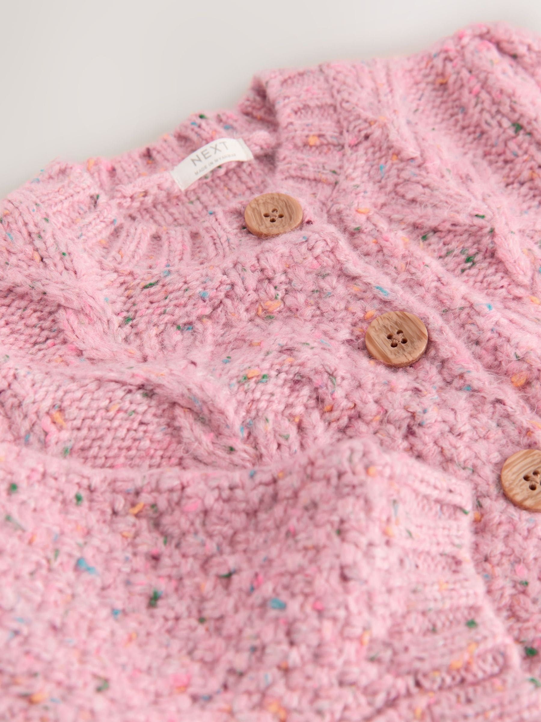 Roze - Grofgebreid gebobbeld vest (3 mnd-10 jr)