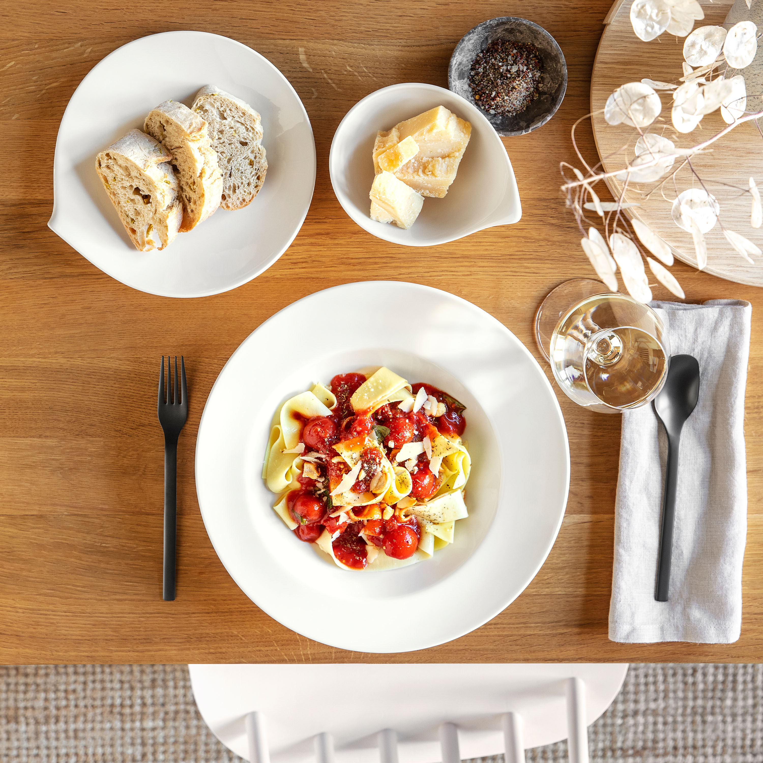 Flow Pasta bowl White, 11.7'', Premium Porcelain