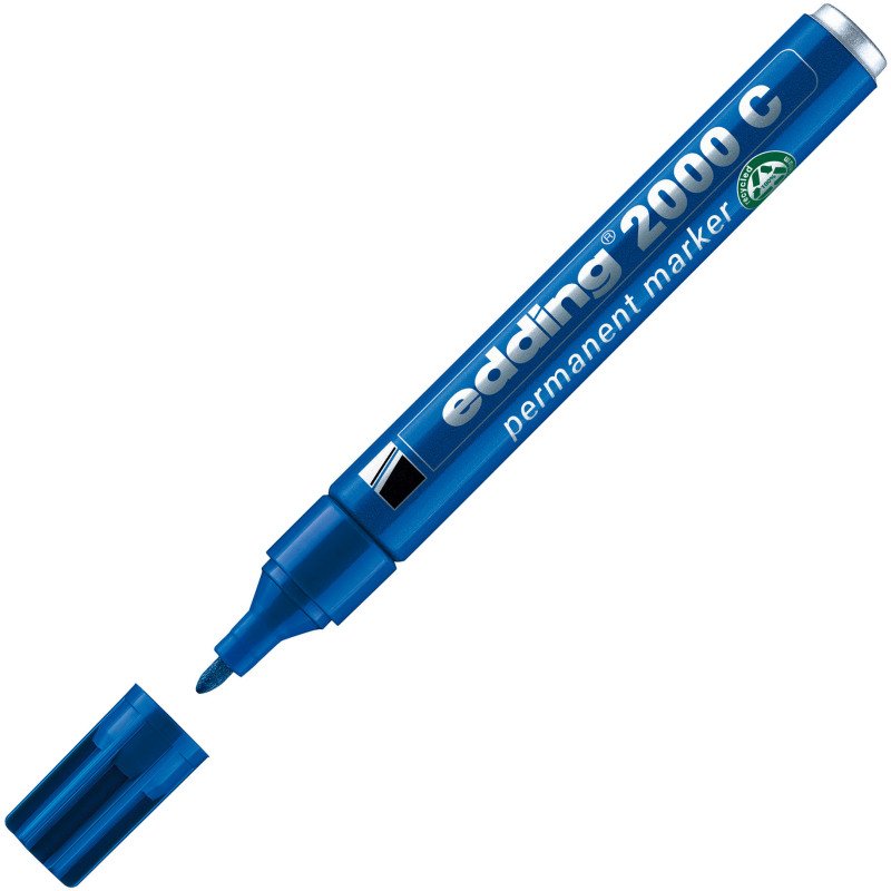 Marqueur permanent rechargeable Edding E2000C pointe ogive 1,5 mm - Pochette 4 couleurs assorties