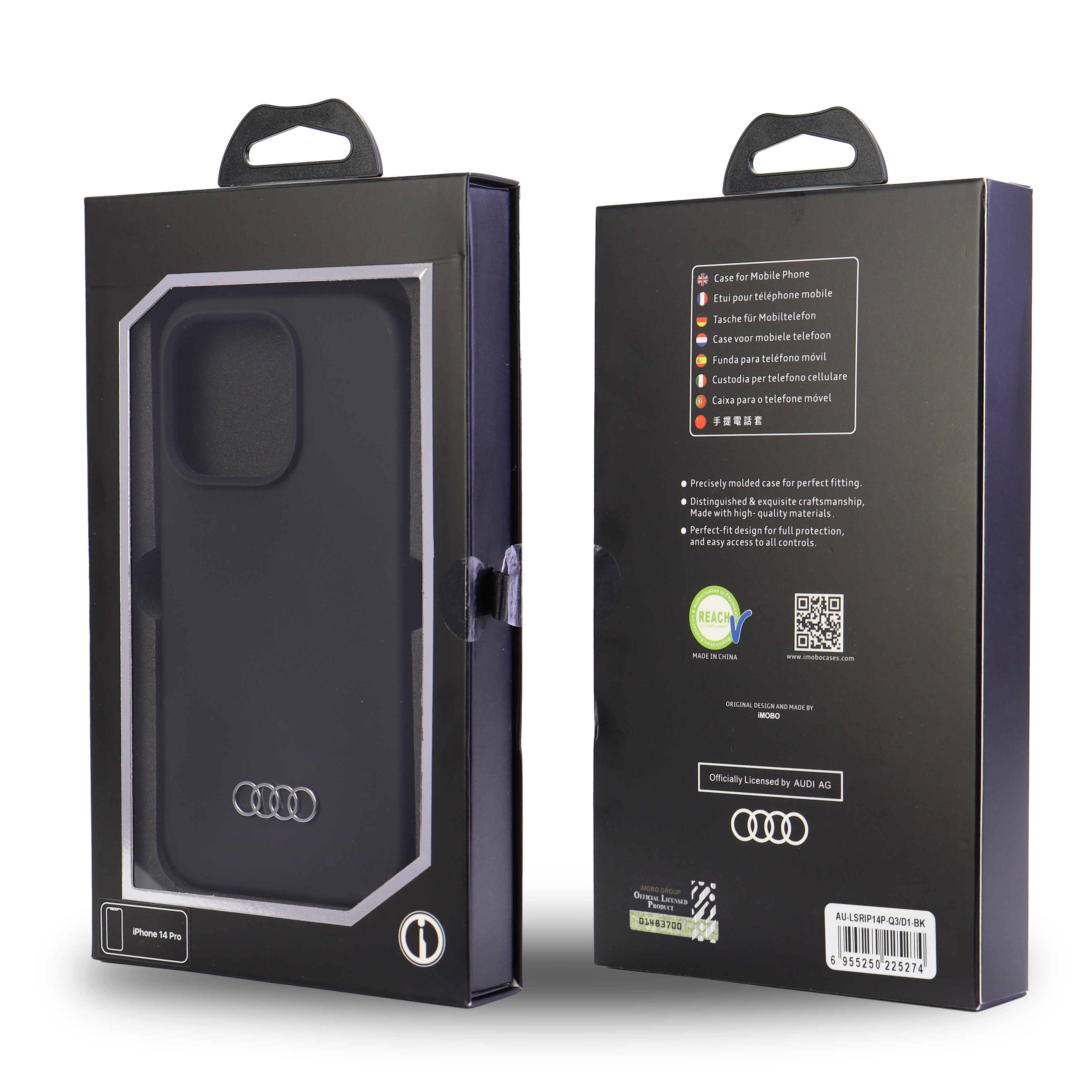 iPhone 14 Pro Silikon Hardcase Hülle (AU-LSRIP14P-Q3/D1-BK) - Schwarz