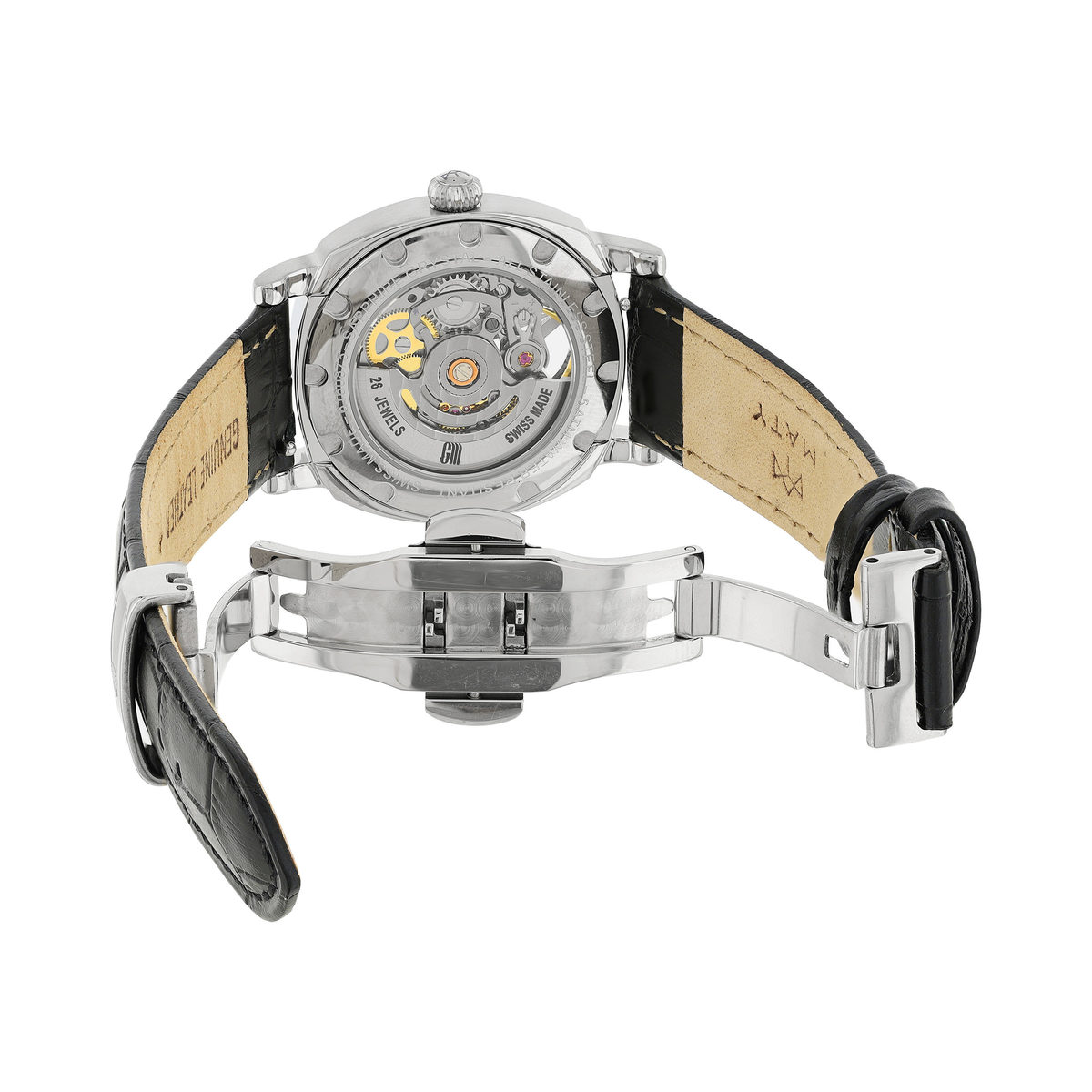 Montre MATY GM automatique cadran noir bracelet cuir noir
