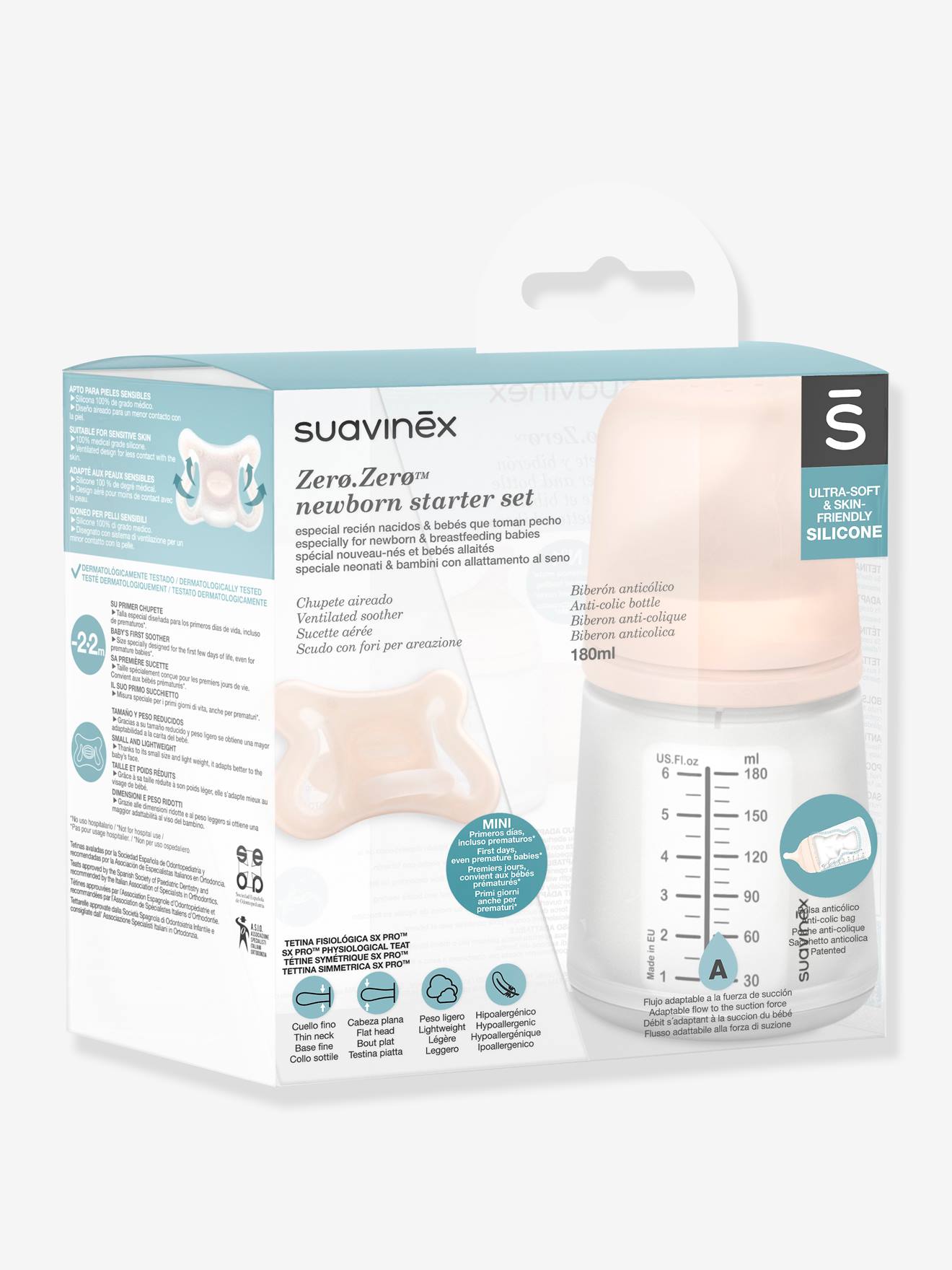 Conjunto de mamadeira Zero.Zero + chupeta SUAVINEX nude