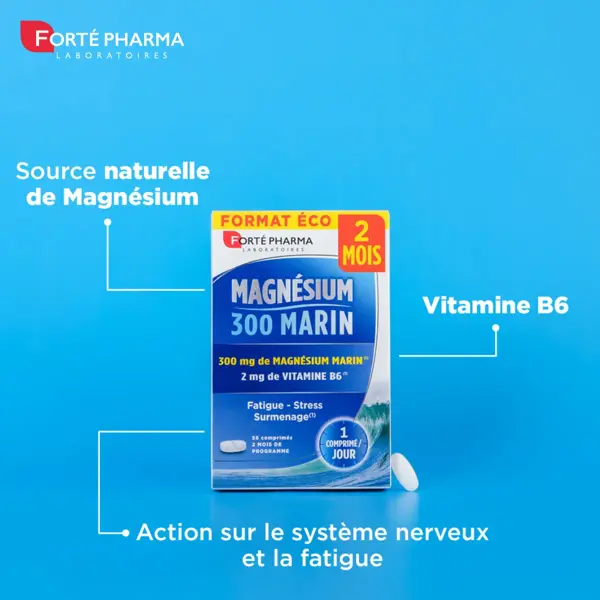 Forté Pharma Magnésio 300 Vitamina B6 Marinha para Estresse e Fadiga - 56 comprimidos - 2 meses