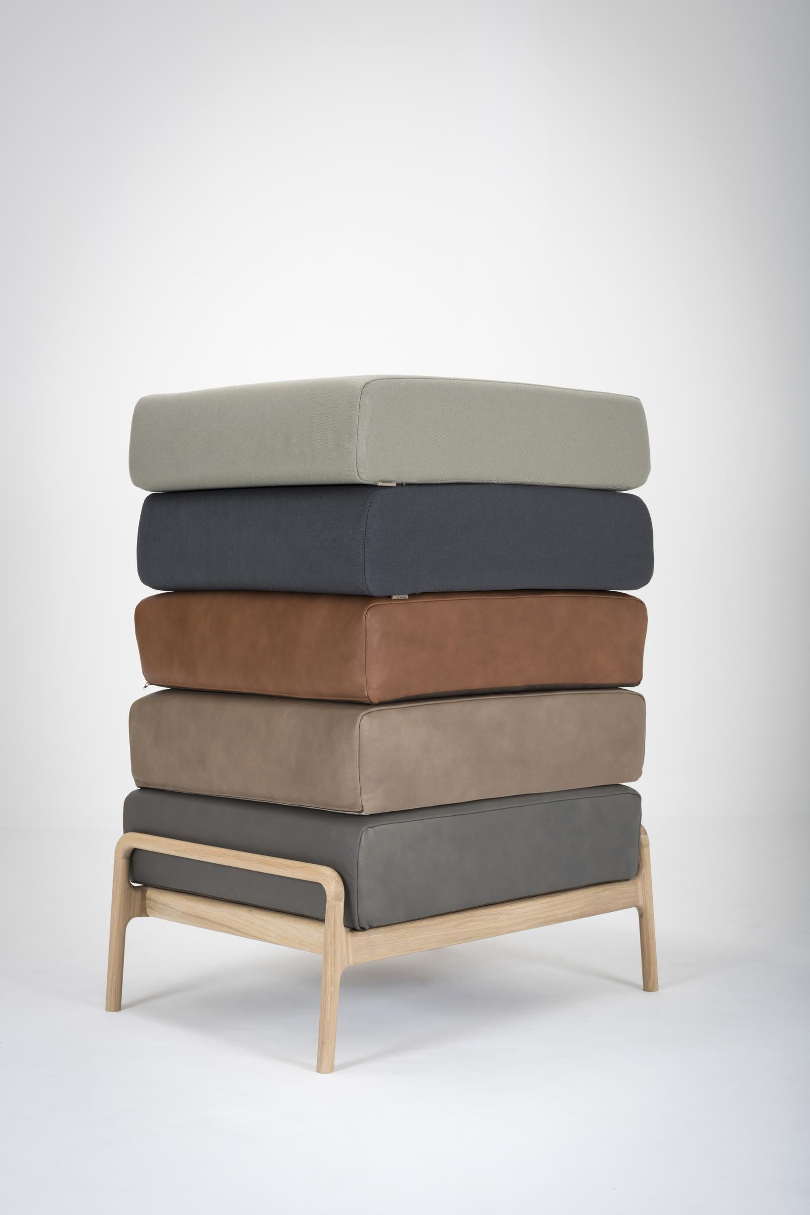 Fawn hocker whitewash Dakar Leather Grey