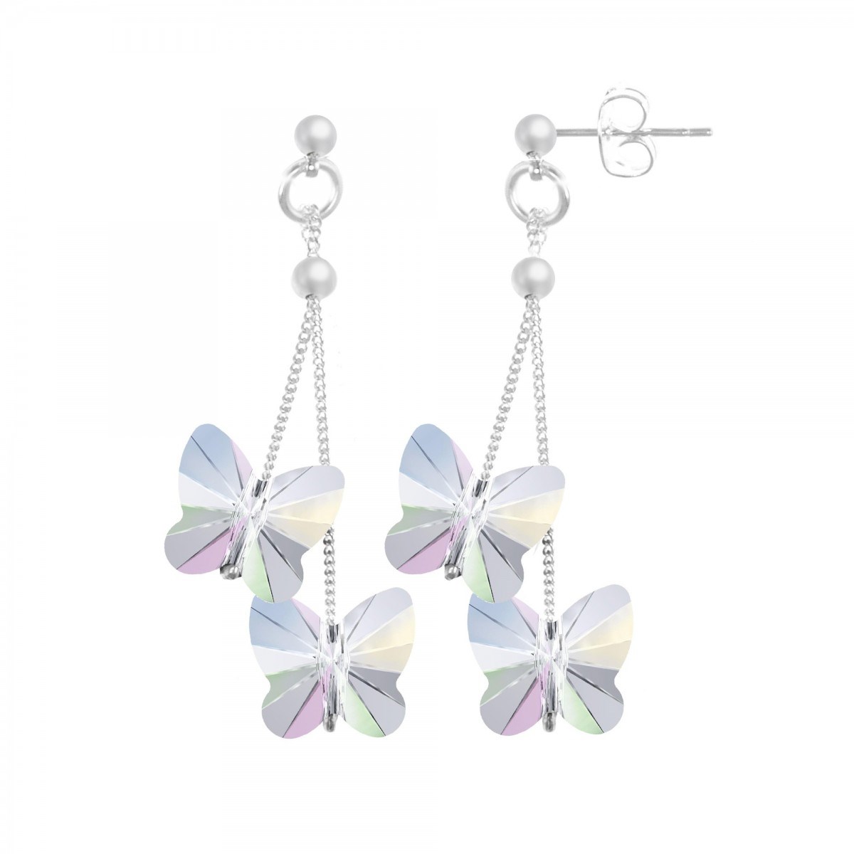 Boucles d'oreilles SC Crystal papillons ornées de Cristaux scintillants
