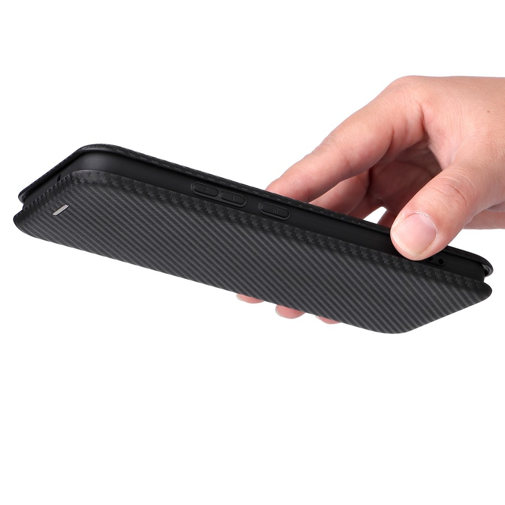 Samsung Galaxy S22 5G Leder Tasche Flip Cover Carbon Look - Schwarz