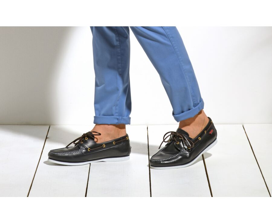 Chaussures bateau homme cuir Bleu Marine - TRAWLER