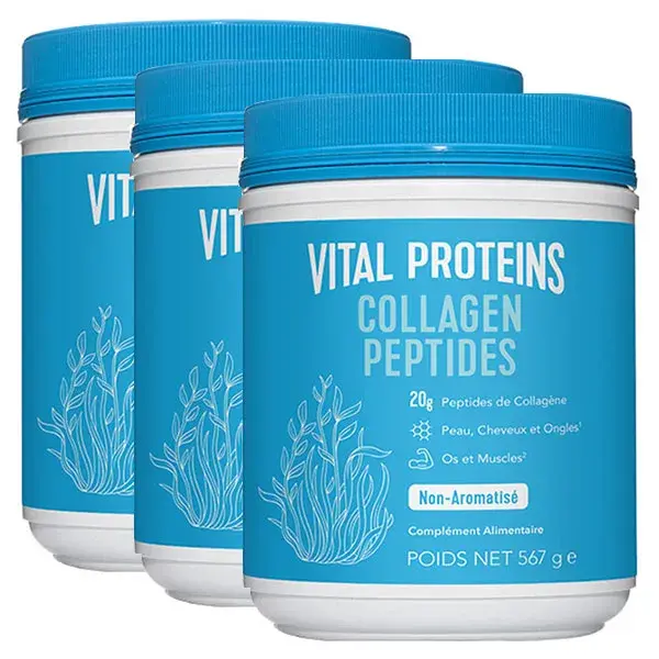 Vital Proteins Peptídeos de Colágeno em Pó de Colágeno Bovino 567g - Pacote com 3 unidades