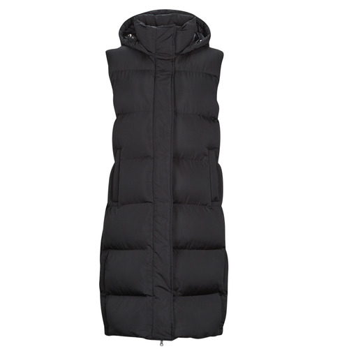 Superdry - LONGLINE HOODED PUFFER GILET - Noir