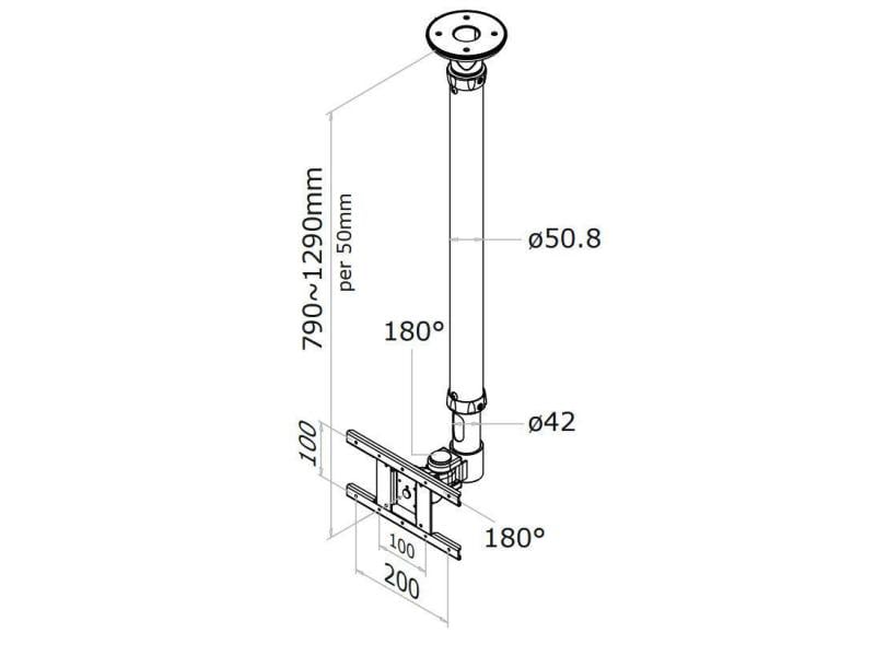 NEOMOUNTS Deckenhalterung FPMA-C100 Schwarz Deckenhalterung für Flachbildschirme/Fernseher bis 30