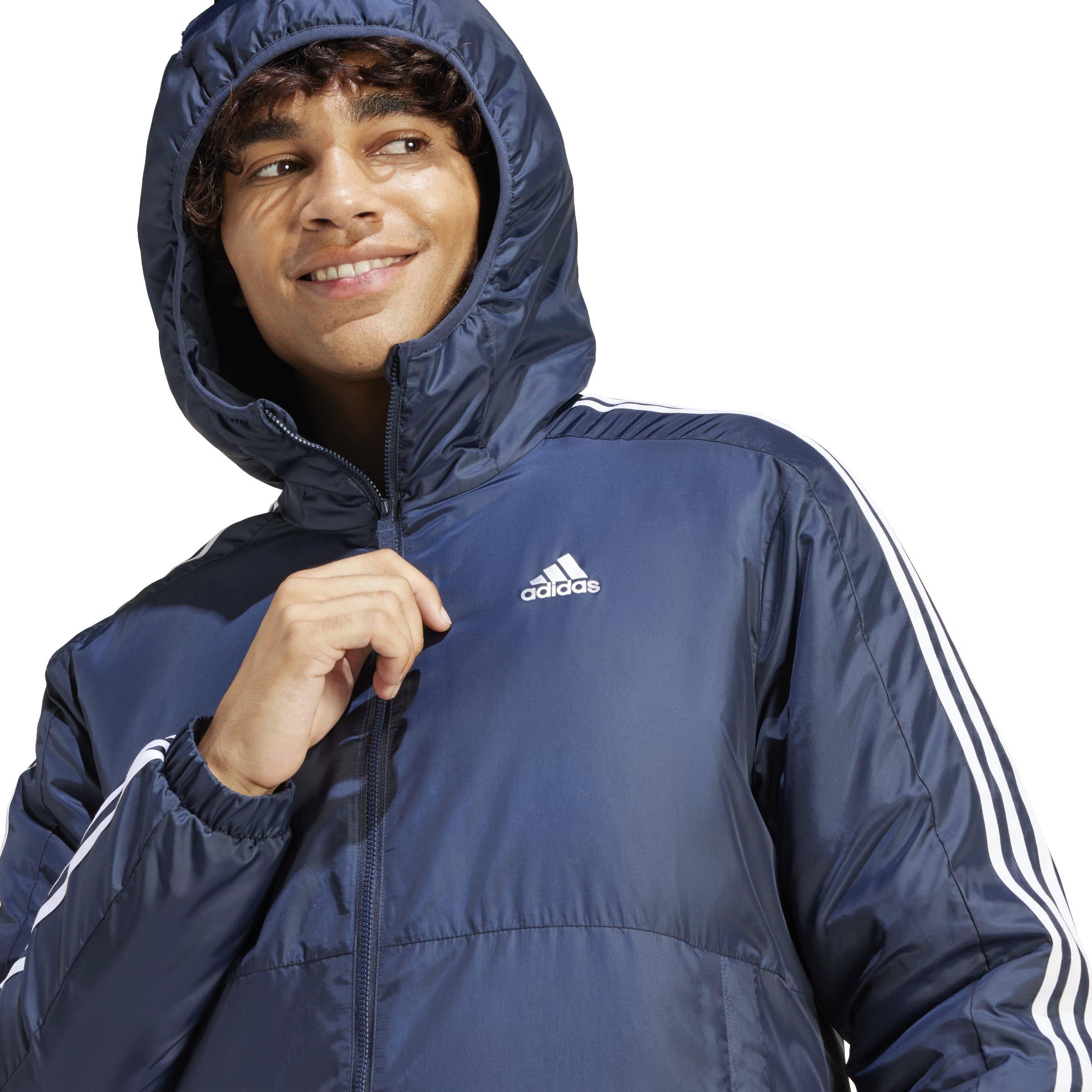 adidas 3 Stripe Essential Hooded Jacket Mens