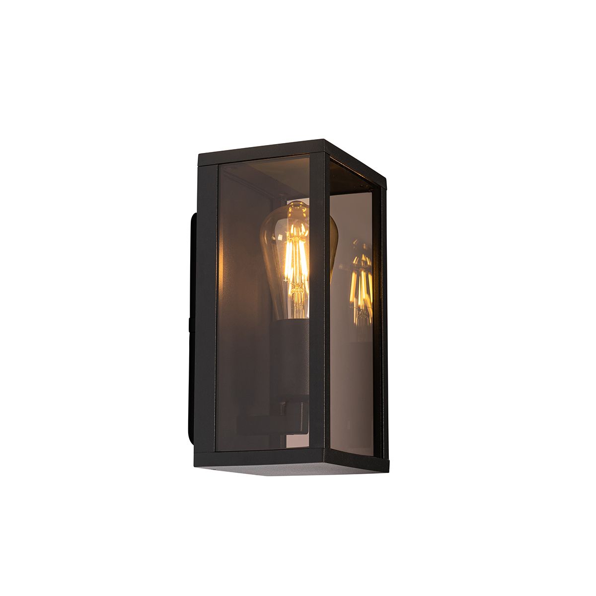 Buiten wandlamp zwart met smoke glas 26 cm IP44 - Charlois