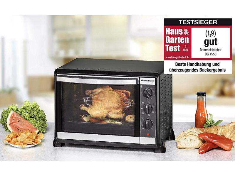 Rommelsbacher Backofen 20.BG 1550 30 l, Schwarz Back- und Grillofen für Backformen bis 29 cm Ø
