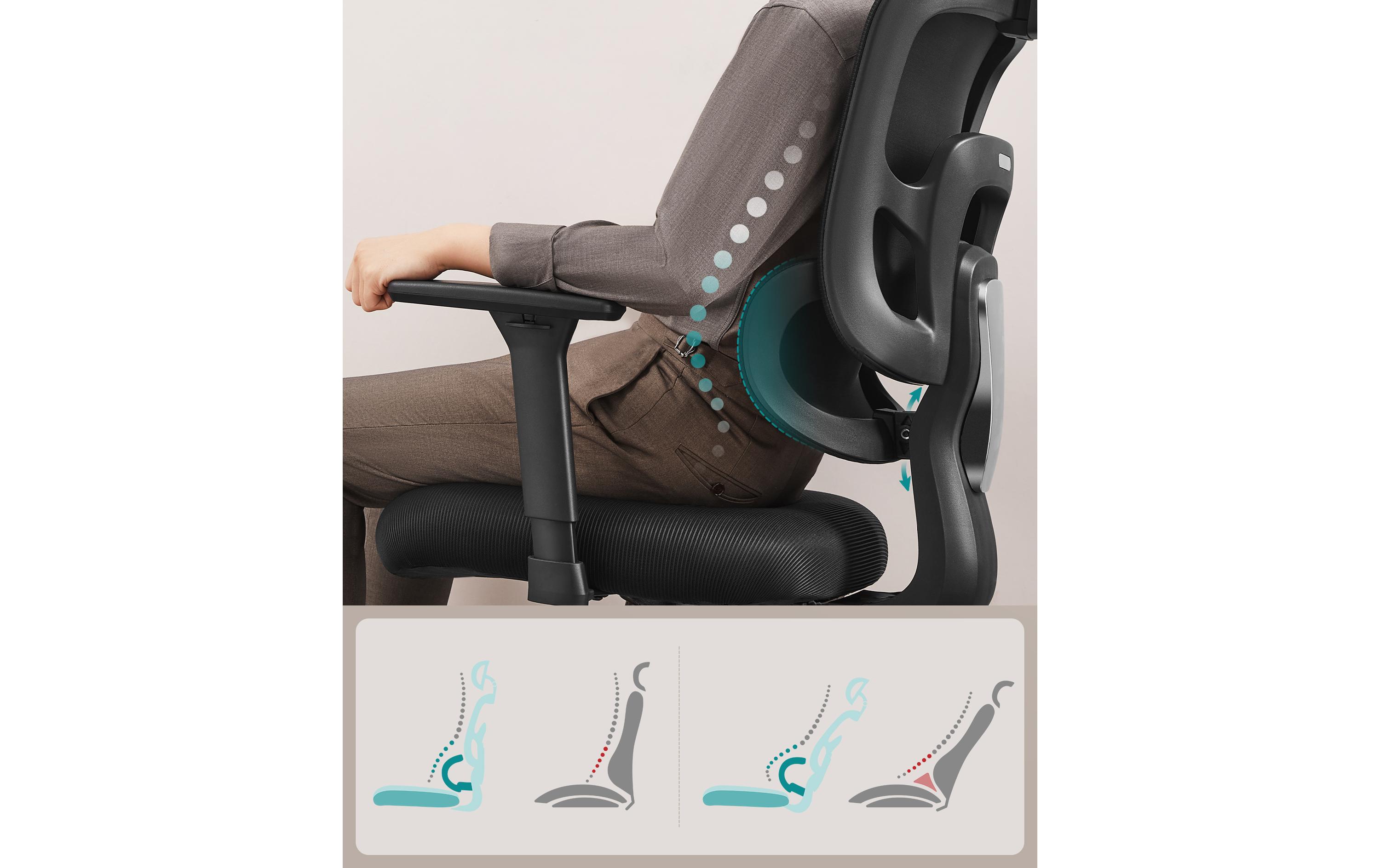 Bürostuhl mit Kopfstütze und Armlehnen, Schwarz<br>Bequemer und robuster Schreibtischstuhl