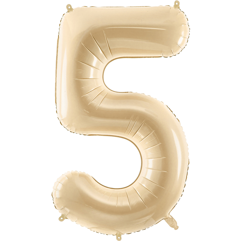 Partydeco Folienballon Zahl 5, beige
