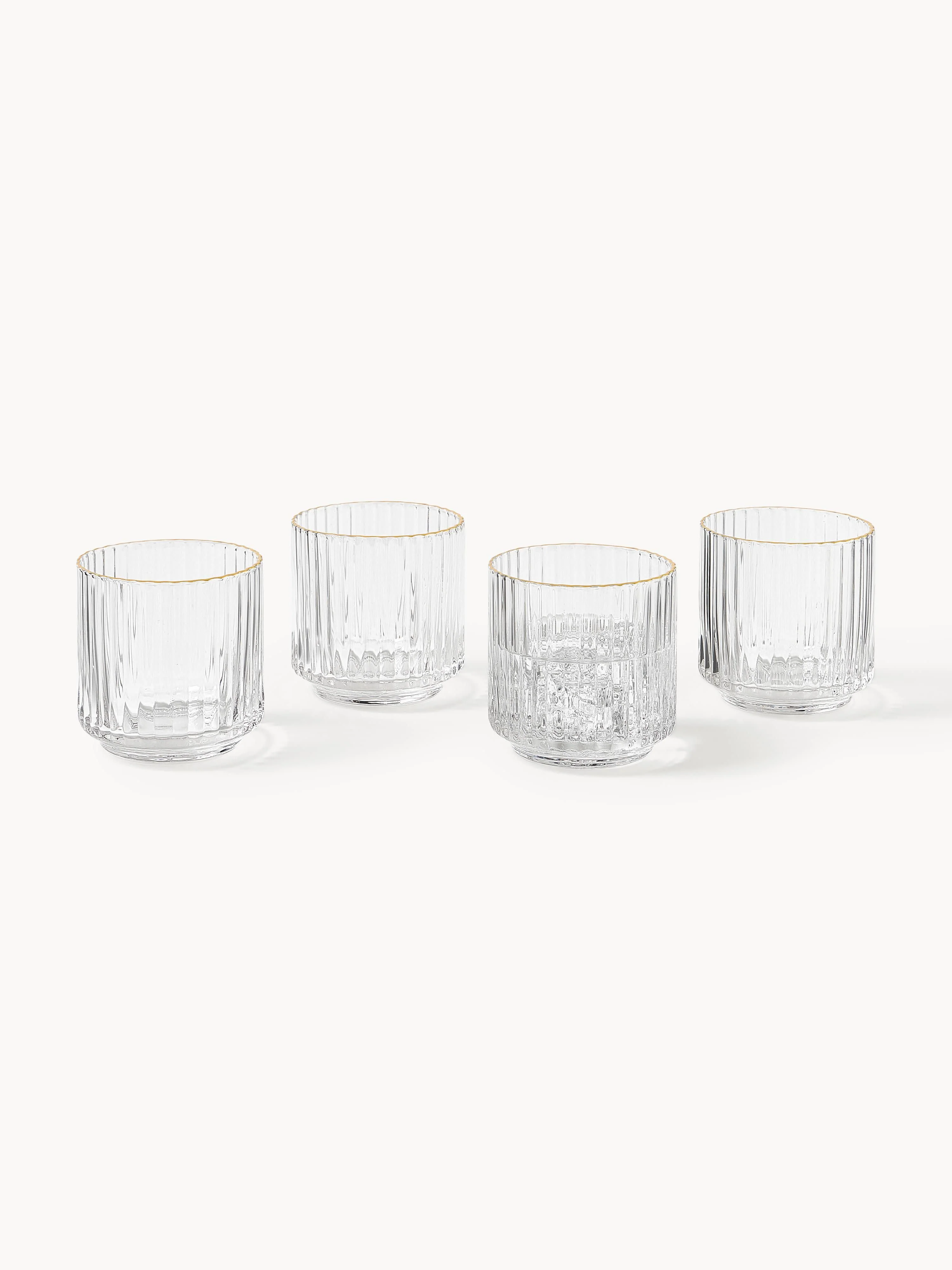 Mondgeblazen drinkglazen Aleo met gouden rand, 4-delig