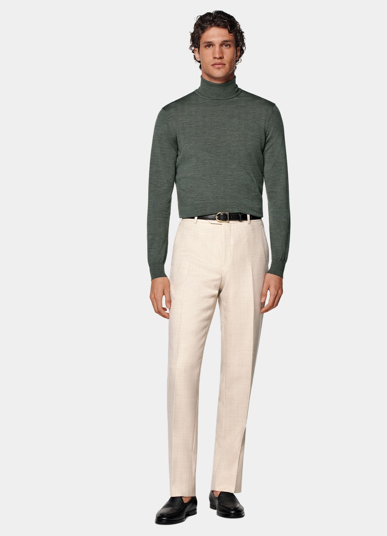 Col roulé Merino vert foncé
