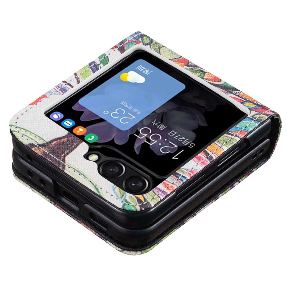 Samsung Galaxy Z Flip7 FE / Z Flip6 Leder Hardcase Schutzhülle - Blühender Baum