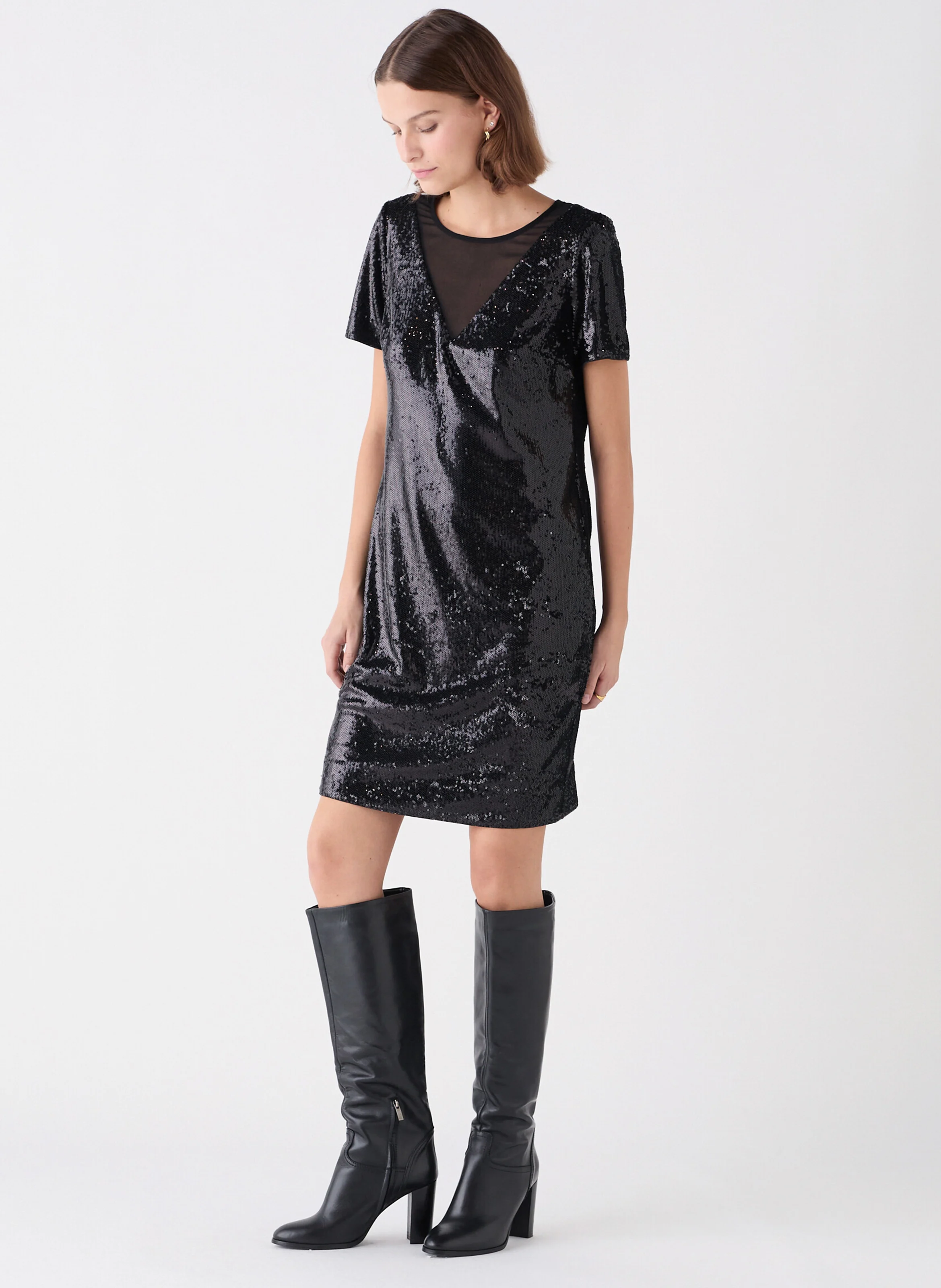 RJOY - Robe courte à sequins | Noir