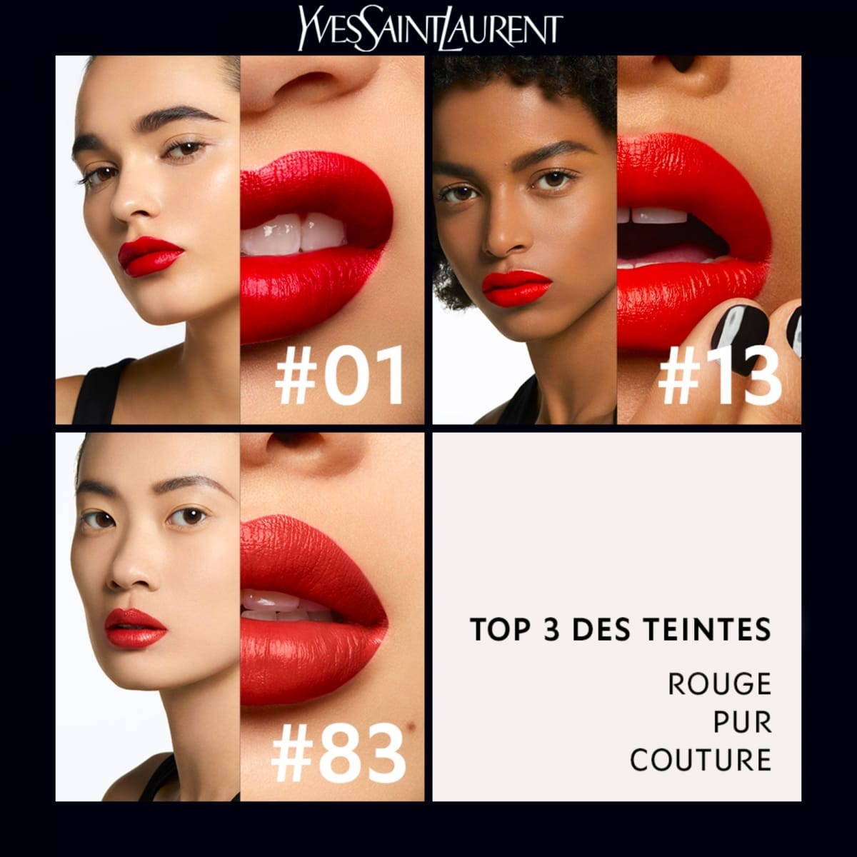 YVES SAINT LAURENT Rouge Pur Couture Rouge à Lèvres Satiné Longue Tenue et Confort
