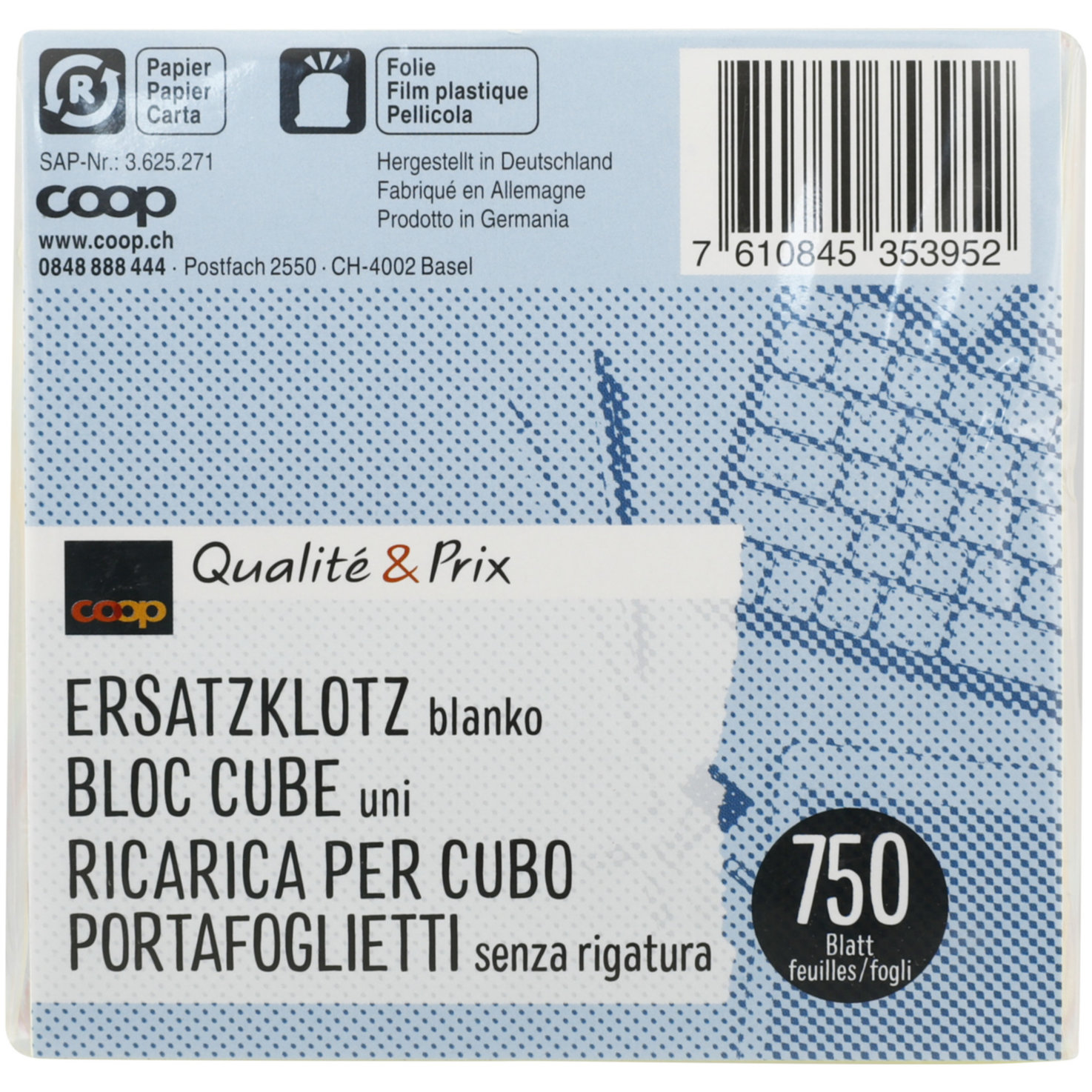 Qualité & Prix Ersatzklotz farbig 750 Blatt