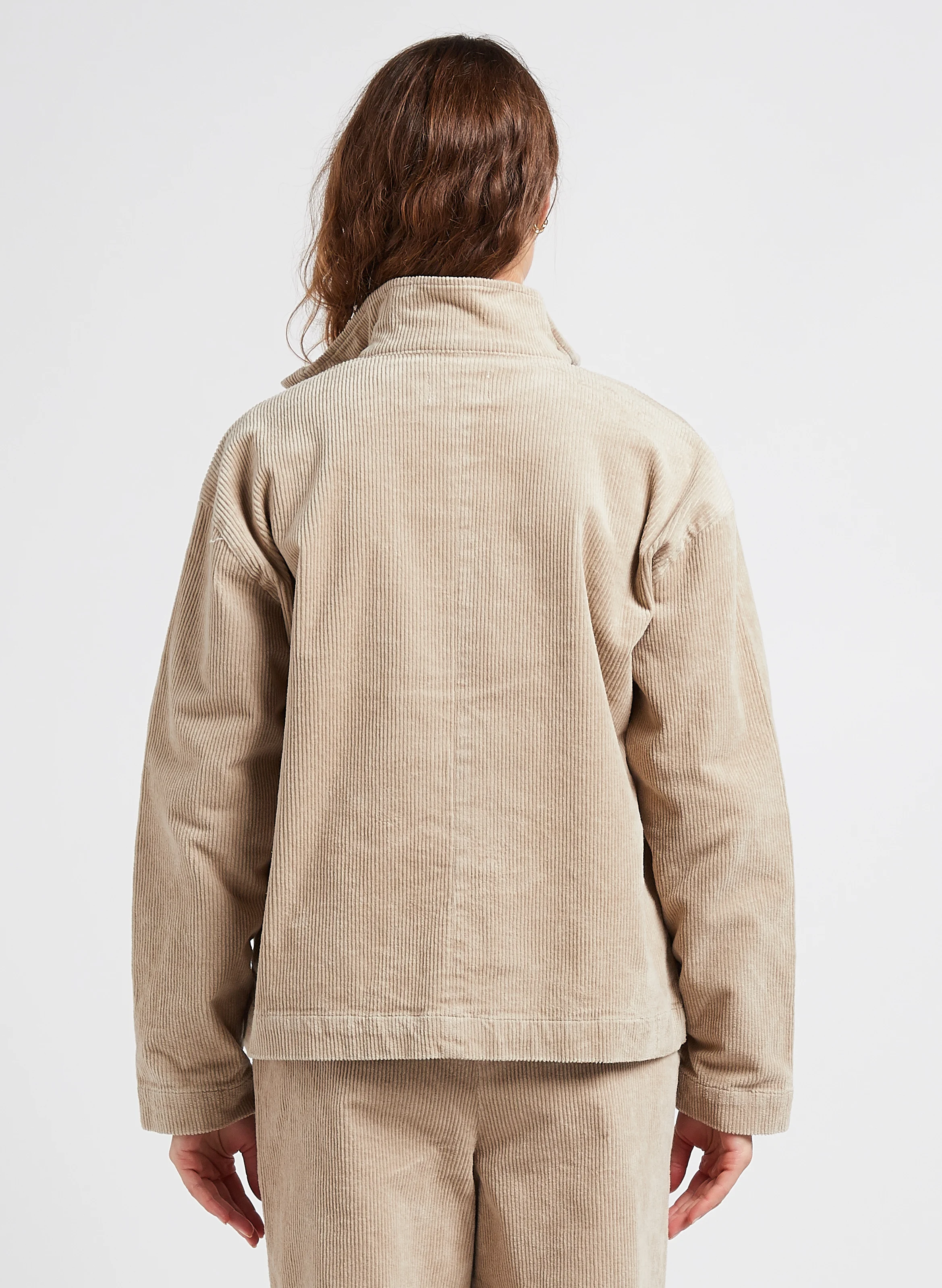 GEGGO - Surchemise droite col montant en coton mélangé | Beige