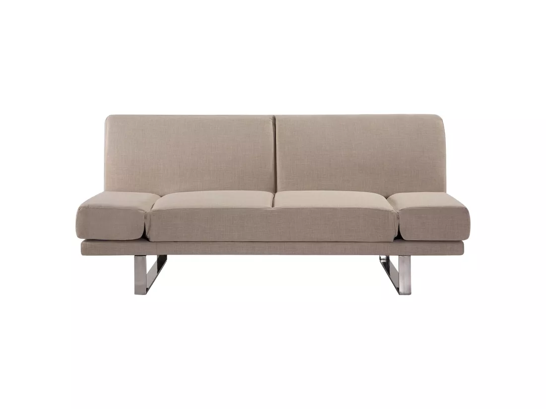 Canapé convertible 2 places en tissu beige YORK