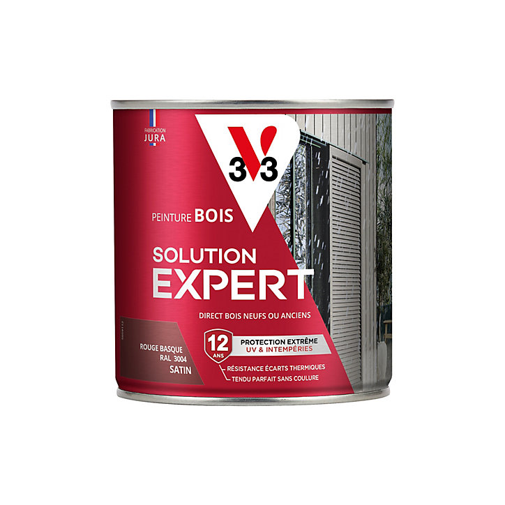Peinture extérieure bois Solution expert rouge basque satin V33 500ml