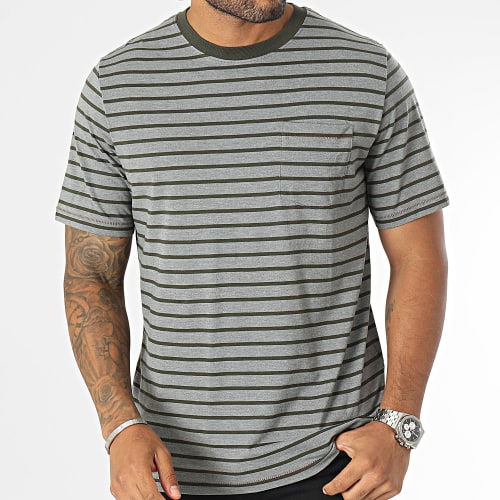 Tee Shirt Poche A Rayures GMS Nash Gris Chiné