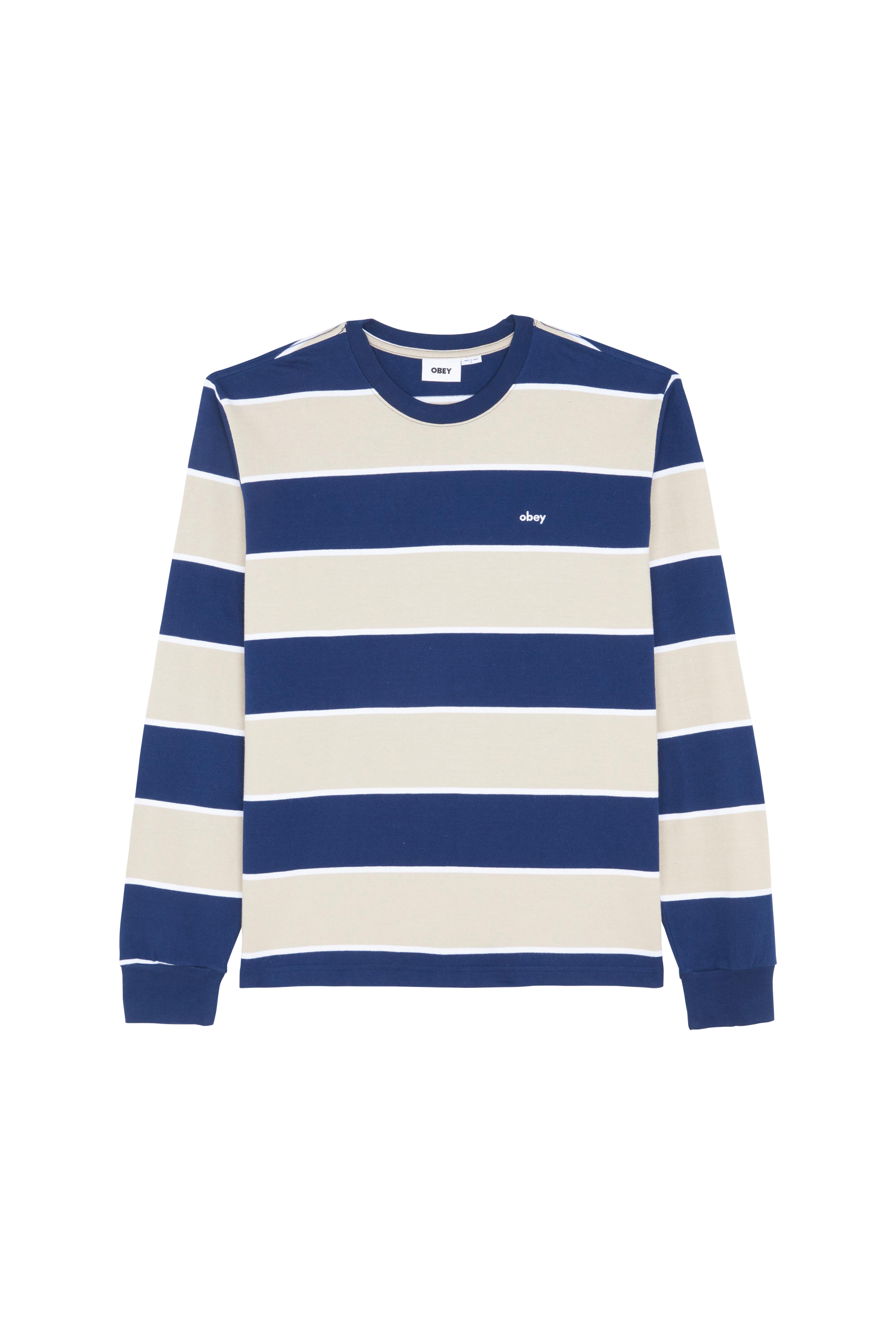 OBEY T-shirt BRYON STRIPE LS Bleu