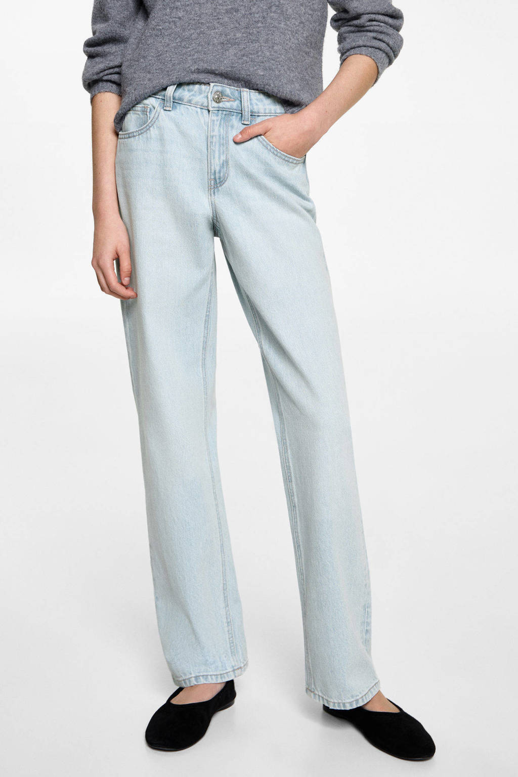 MANGO TEEN straight regular waist light blue denim