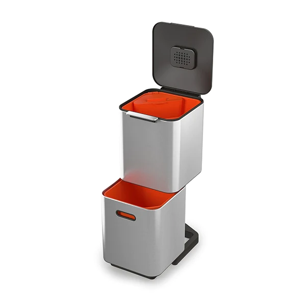 Poubelle Totem acier inoxydable 40 L - 2 compartiments 20 L Joseph Jos