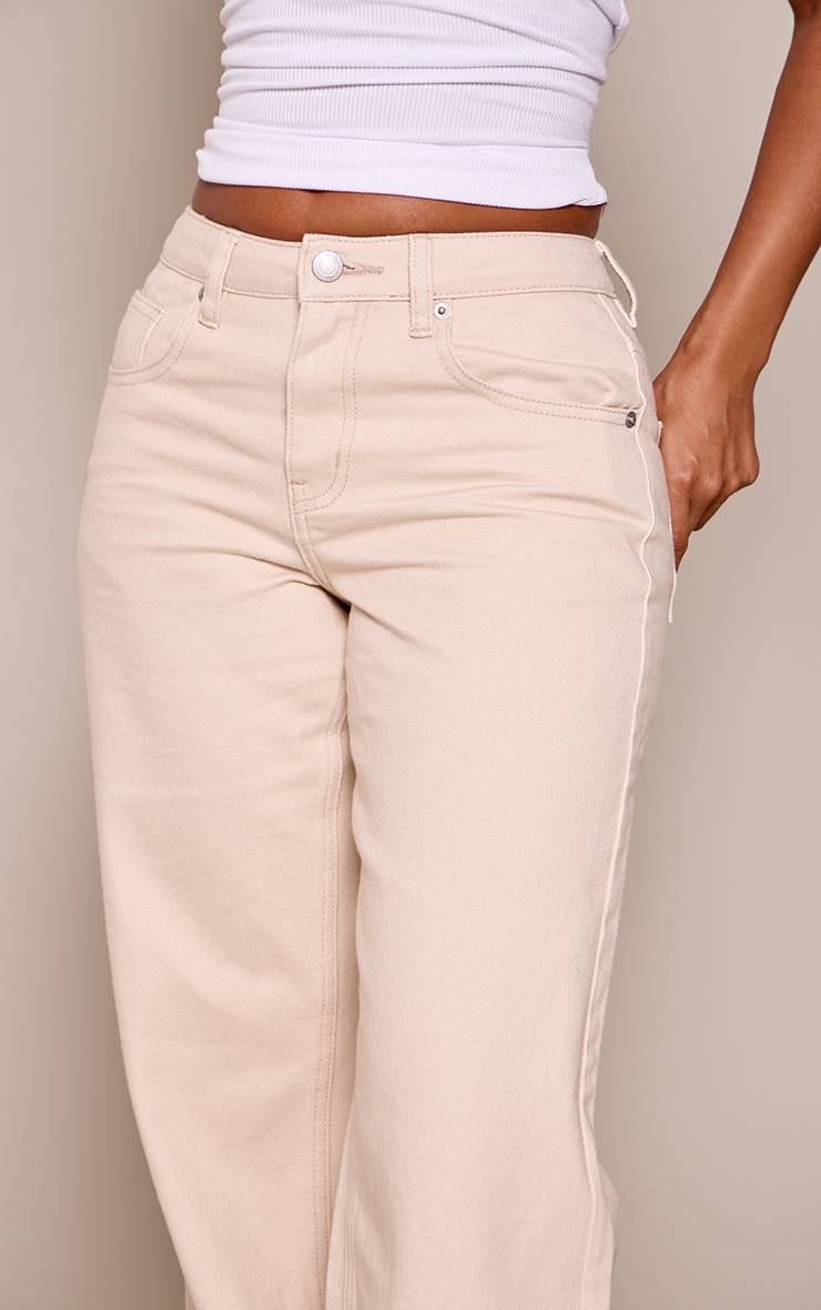 Ecru Jean Droit Taille Haute Stretch Petite