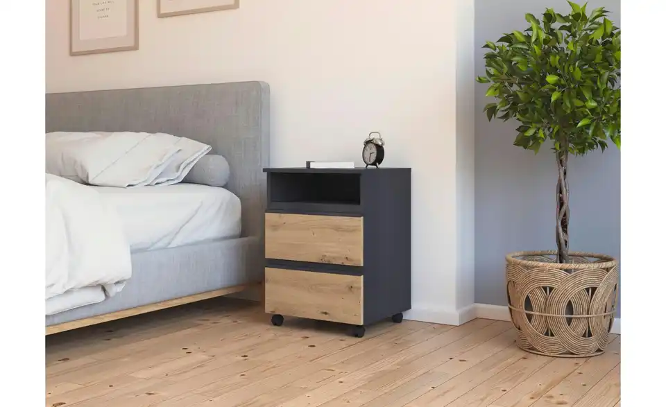 Nachttisch 65 cm mit Rollen