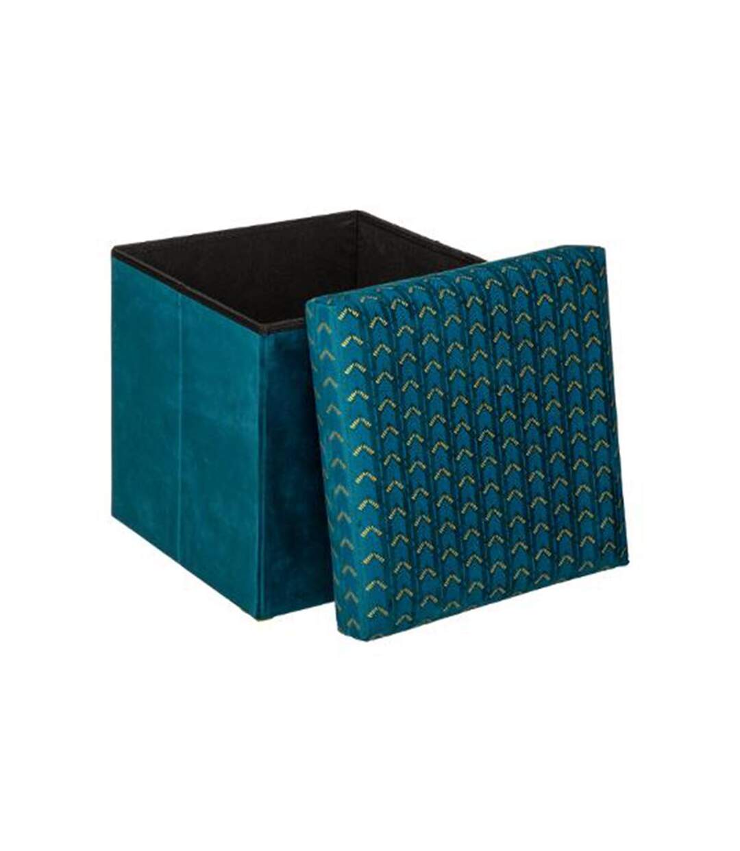 Pouf Pliable Velours Liam 38x38cm Bleu Canard
