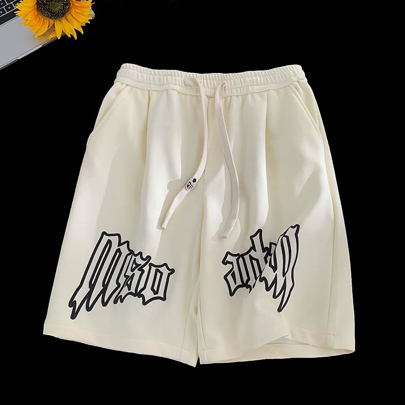 Kimeya - Sweatshorts met trekkoord en letterprint